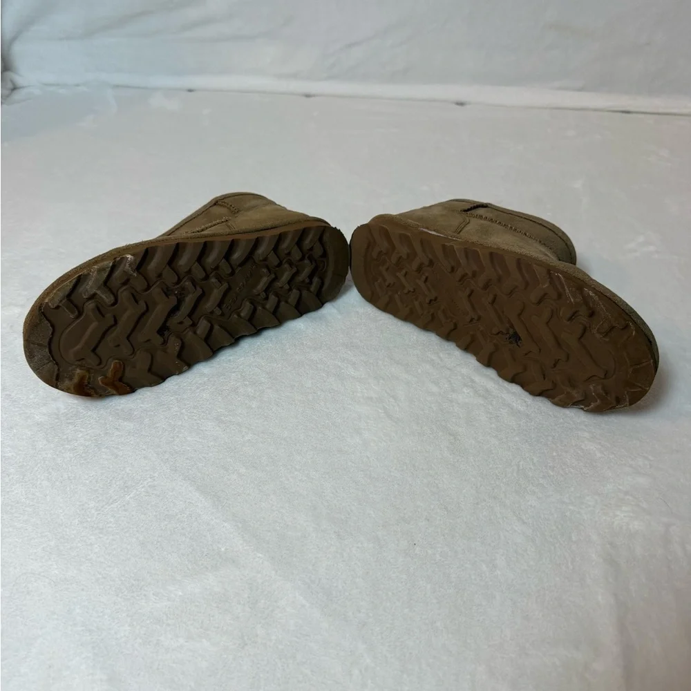 Bear paw Brown Suede Ankle Boots with Shearling Lining